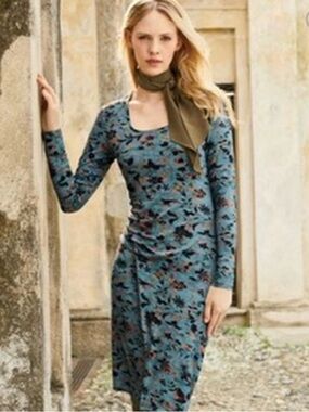Peruvian Connection - Autumn Sky Floral Dress - Teal Multi